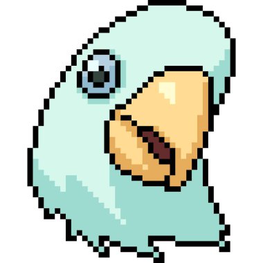 Vektör piksel sanat papağanı başı izole edilmiş çizgi film