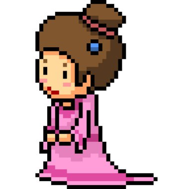 Vektör piksel sanatsal kız elbise izole çizgi film