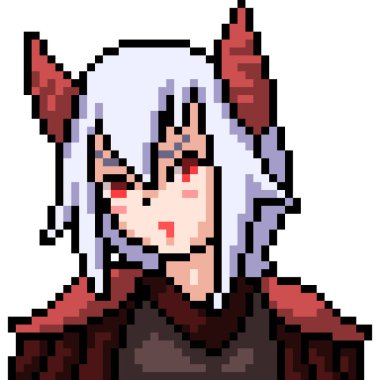 vektör piksel sanat anime kız izole cartoo