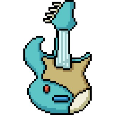 vektör pikseli oyuncak gitar izole edilmiş çizgi film