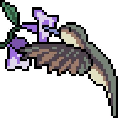 Vektör piksel sanat kuşu izole edilmiş meyve suyu içer