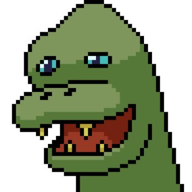 Vektör piksel sanatı komik dinozor izole edilmiş çizgi film