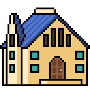 vektör piksel resim evi izole edilmiş karikatür