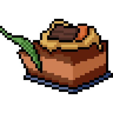 Vektör piksel sanat pastası parçası izole edilmiş çizgi film