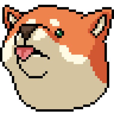 Vektör piksel sanat shiba köpek izole çizgi film