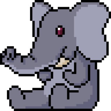 Vektör piksel sanatı doldurulmuş hayvan fili karikatürü