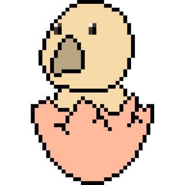 Vektör piksel sanat yumurta kapağı izole edilmiş çizgi film