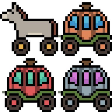 Vektör piksel sanat fantezi nakliye oyuncağı izole edilmiş çizgi film