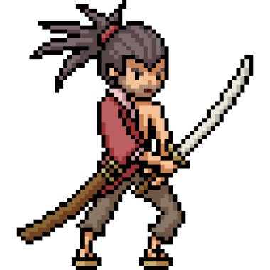 Vektör piksel sanatı izole edilmiş samuray dövüşü