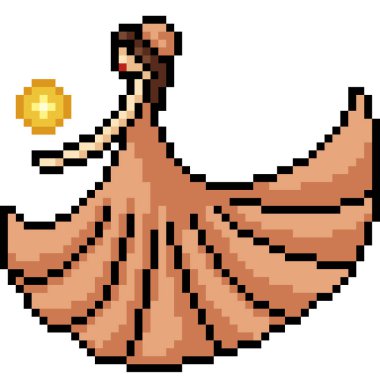 Vektör piksel sanat fantezi kızı karikatür izole