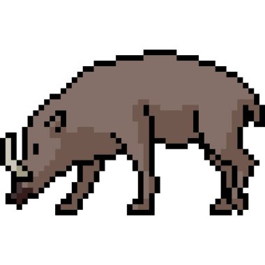 vektör piksel sanat yaban domuzu izole edilmiş çizgi film