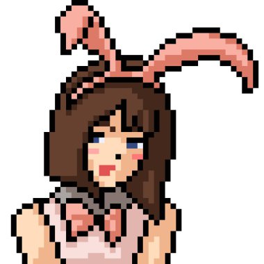 vektör piksel sanat anime kız izole çizgi film