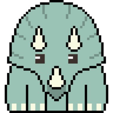 vektör piksel sanat karikatürü triceratops izole edildi