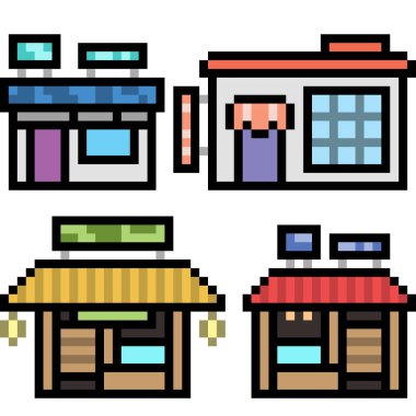 vektör piksel sanat binası izole edildi