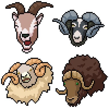 Piksel sanatı izole edilmiş boynuzlu memeli.