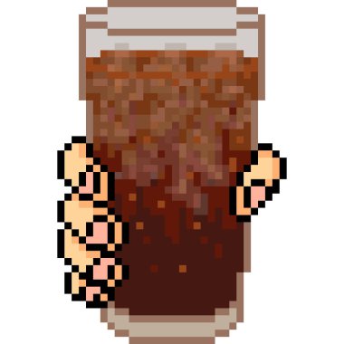 Vektör piksel sanat soğuk içecek izole çizgi film