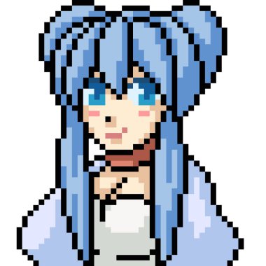 vektör piksel sanat anime kız izole çizgi film