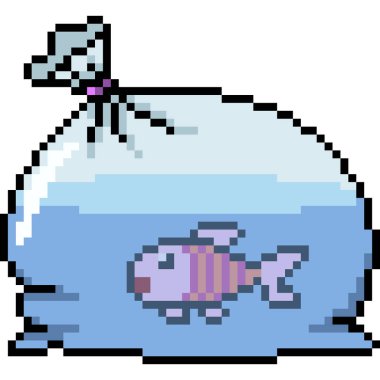 Vektör piksel resim balığı evcil hayvan karikatürü