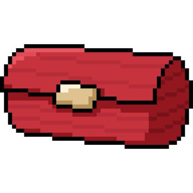 Vektör pikseli sanat çantası, izole çizgi film.