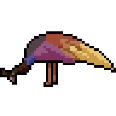 vektör pikseli renkli kuş izole edilmiş çizgi film