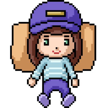 Vektör piksel sanatı izole edilmiş kız uzandı