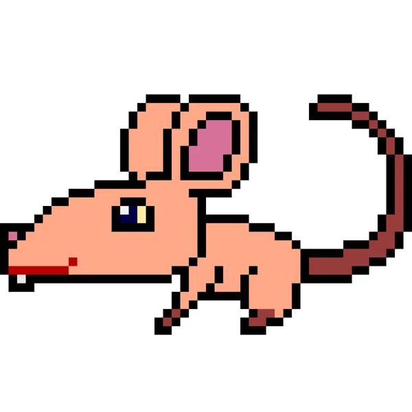 Vecteur Pixel Art Rat Côté Isolé — Image vectorielle