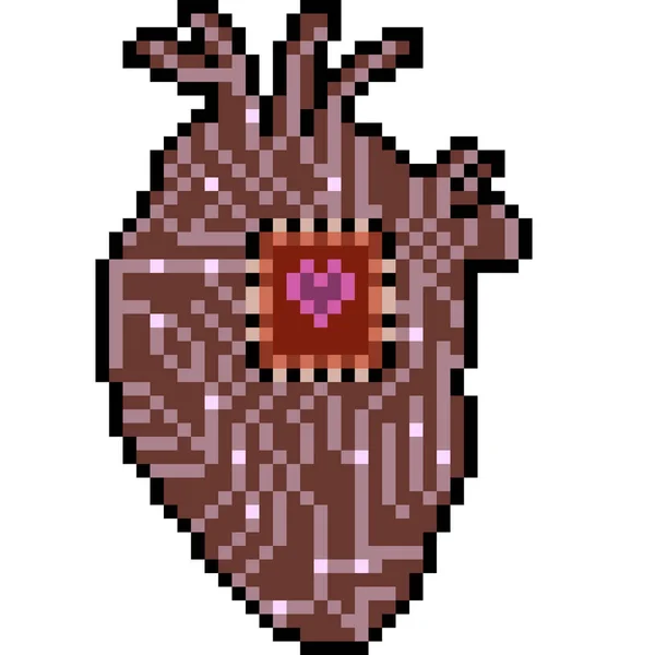 Vector Pixel Arte Corazón Electrónico Aislado Dibujos Animados — Archivo Imágenes Vectoriales