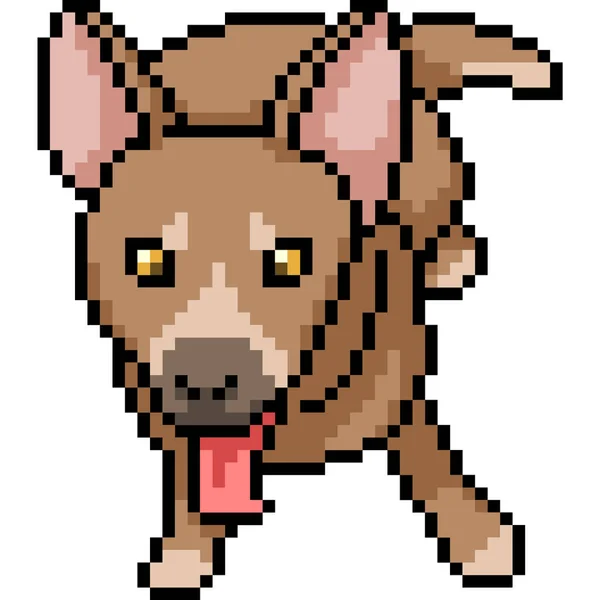 Vector Pixel Art Dog Pet Isolated Cartoon — Stock Vector
