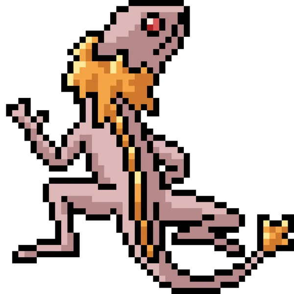 Vector Pixel Art Lizard Monster Isolated Cartoon — Stock Vector