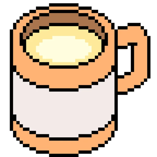 Vector Pixel Arte Taza Bebida Aislada — Vector de stock