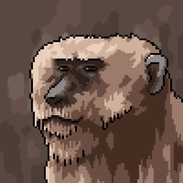 Pixel Arte Retrato Cabeça Macaco —  Vetores de Stock