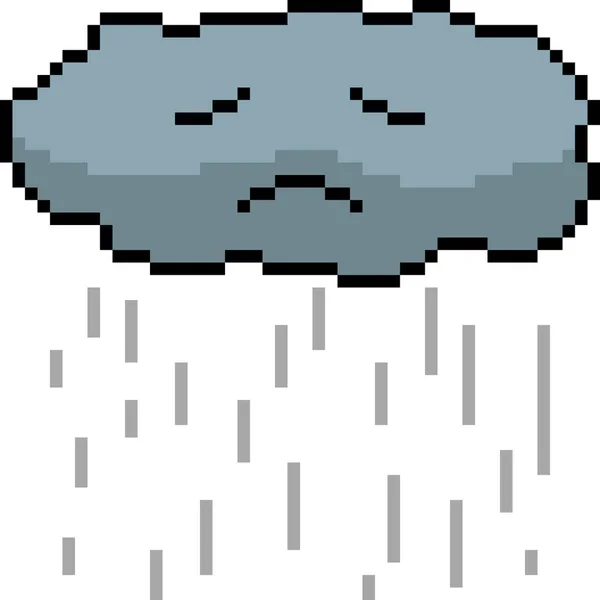 Vecteur Pixel Art Nuage Triste Pluie — Image vectorielle