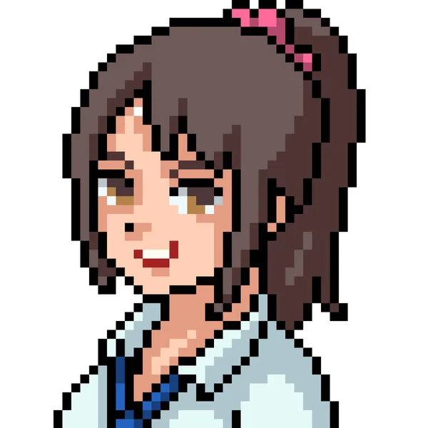 Vector Pixel Arte Anime Chica Dibujos Animados Aislados — Archivo Imágenes Vectoriales