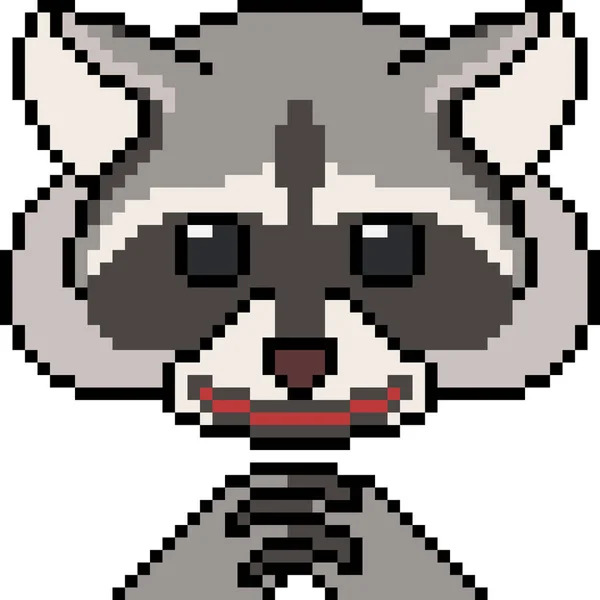 Vector Pixel Art Raccoon Isolated — Stock Vector