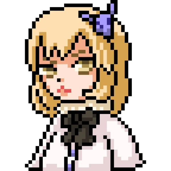 Vector Pixel Arte Anime Chica Aislado Cartoo — Vector de stock