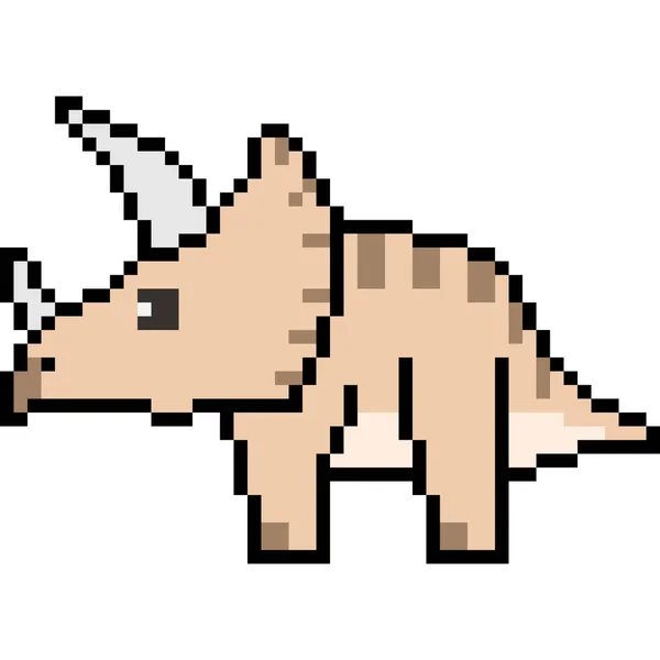 Vettoriale Pixel Art Cartone Animato Triceratops Isolato — Vettoriale Stock