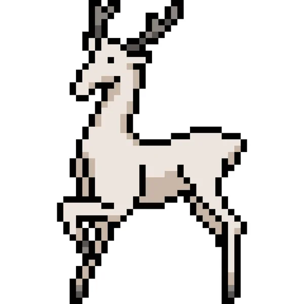 Vector Pixel Art White Deer Isolated Cartoon — Stock Vector