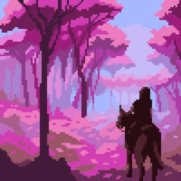 Pixel Art Forêt Cerisiers — Image vectorielle