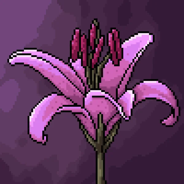 Pixel Arte Lírio Flor Floração Artística — Vetor de Stock