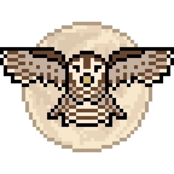 Vecteur Pixel Art Hibou Mouche Isolé — Image vectorielle