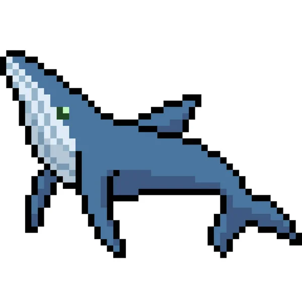 Vector Pixel Art Whale Isolated Cartoo — Stock Vector