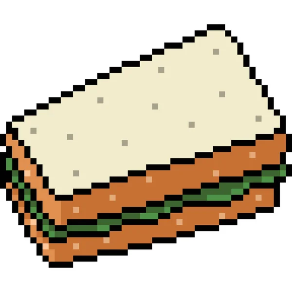 Vettore Pixel Art Sandwich Isolato Cartone Animato — Vettoriale Stock