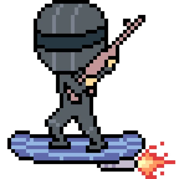 Vektor Pixel Art Cartoon Zukünftiger Soldat Isoliert — Stockvektor