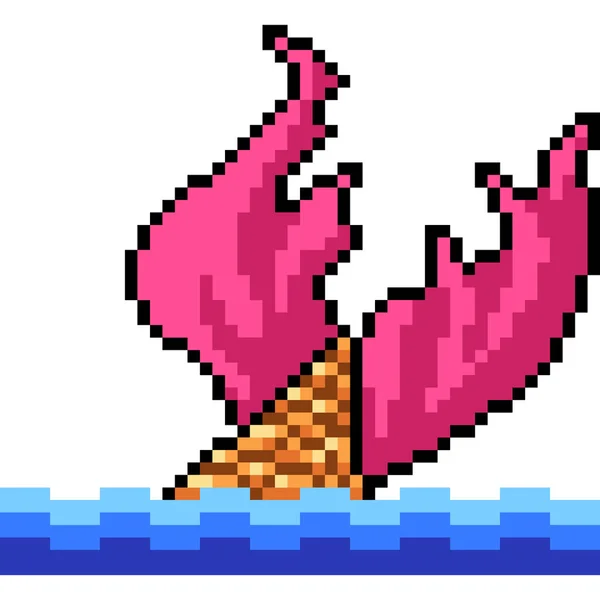 Vector Pixel Art Fish Swim Isolated Cartoon — Stock Vector