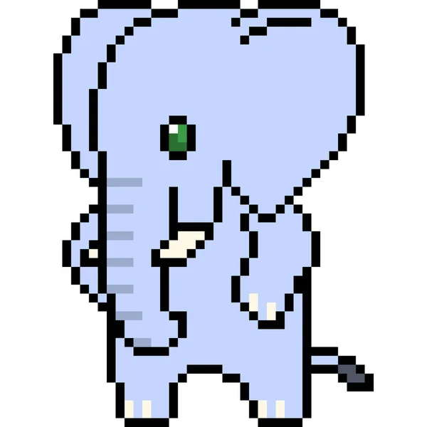 Vector Pixel Arte Elefante Aislado — Vector de stock