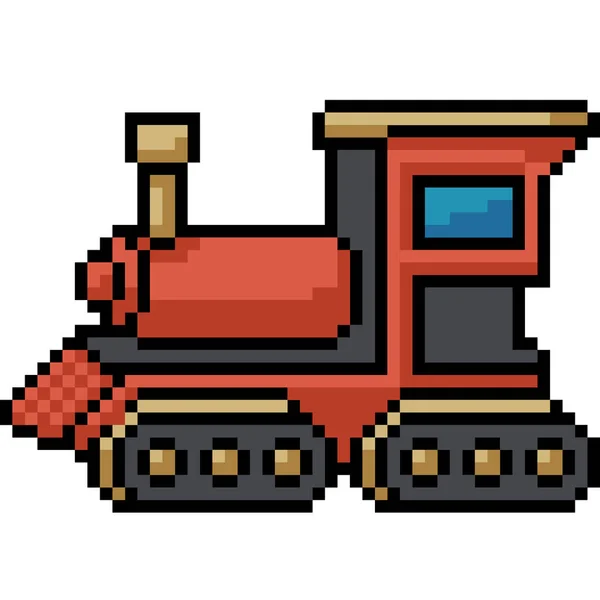 Vector Pixel Art Toy Train Isolated Cartoon — Stock Vector