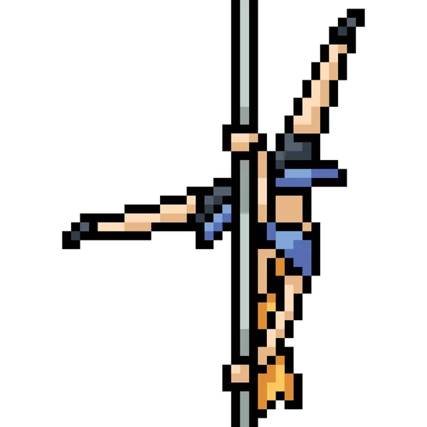 Vettore Pixel Arte Pole Dance Isolato Cartone Animato — Vettoriale Stock