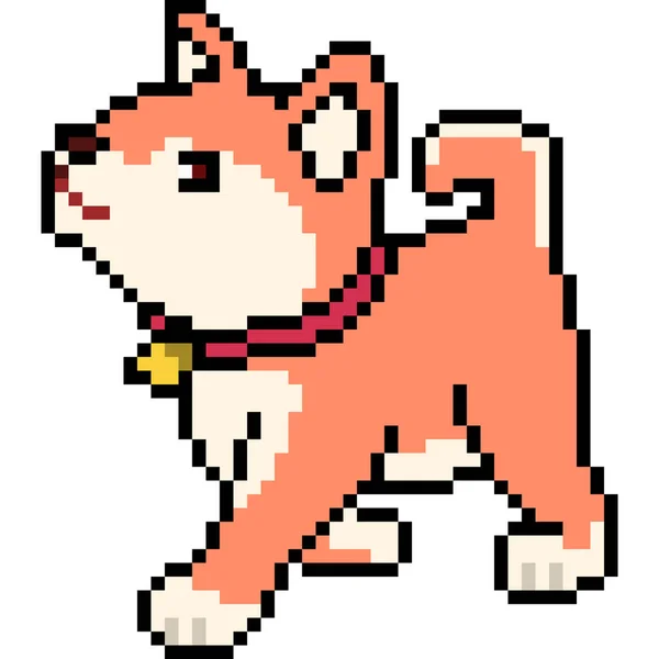 Vecteur Pixel Art Shiba Chien Isolé Dessin Animé — Image vectorielle