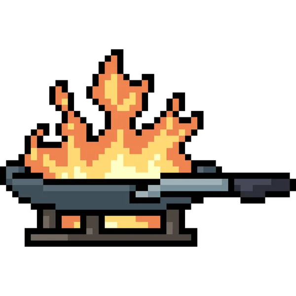 Векторний Піксель Мистецтва Загоряння Вогню Ізольований Мультфільм — стоковий вектор