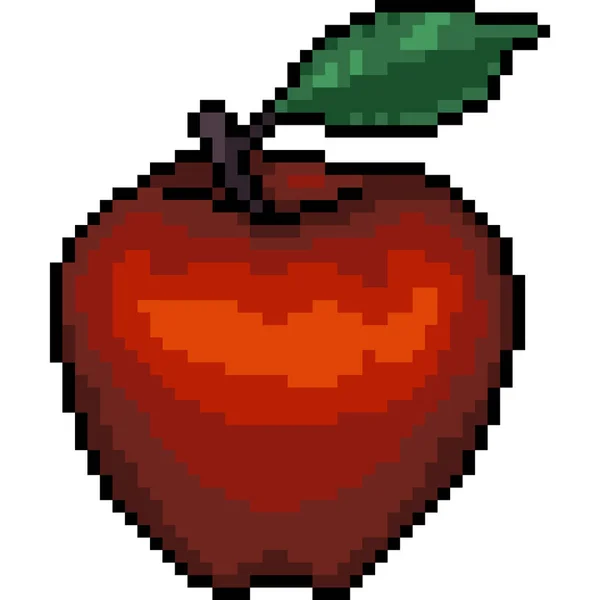 Vector Pixel Arte Manzana Aislado Cartoo — Vector de stock